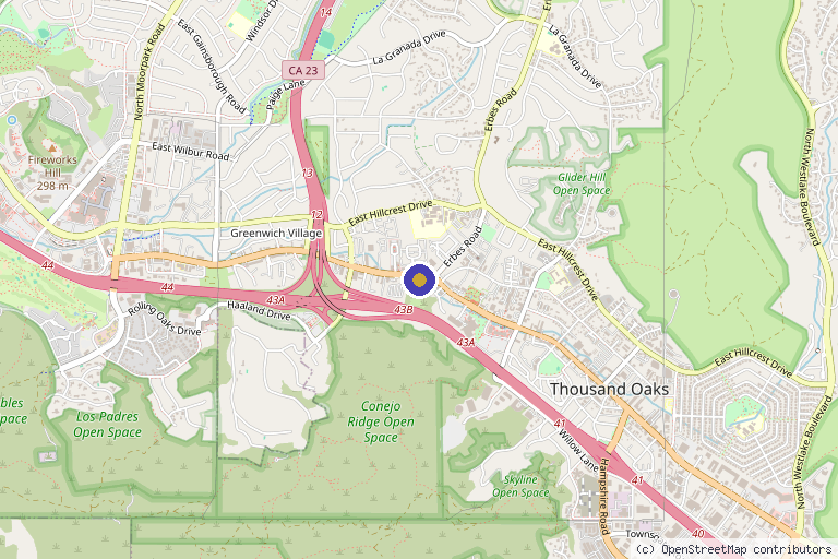 Map showing the location of Glow Aesthetic Center Med Spa in Thousand Oaks, CA