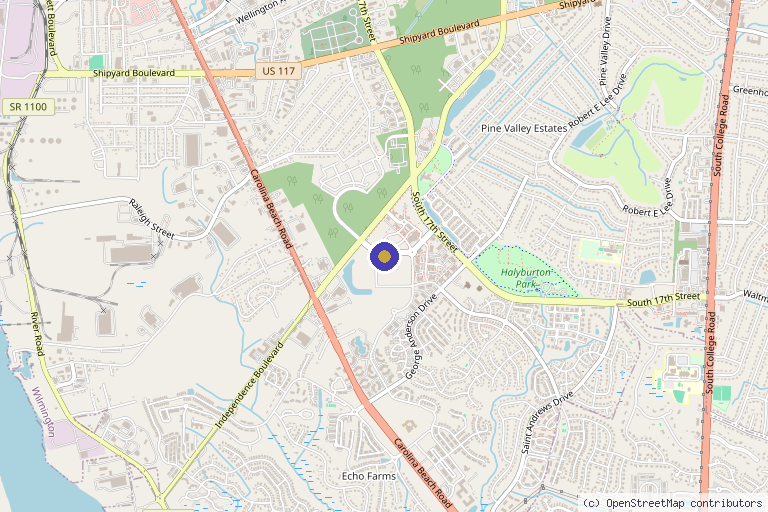 Map showing the location of Wilmington Health Interventional Pain & Regenerative Medicine in Wilmington, NC