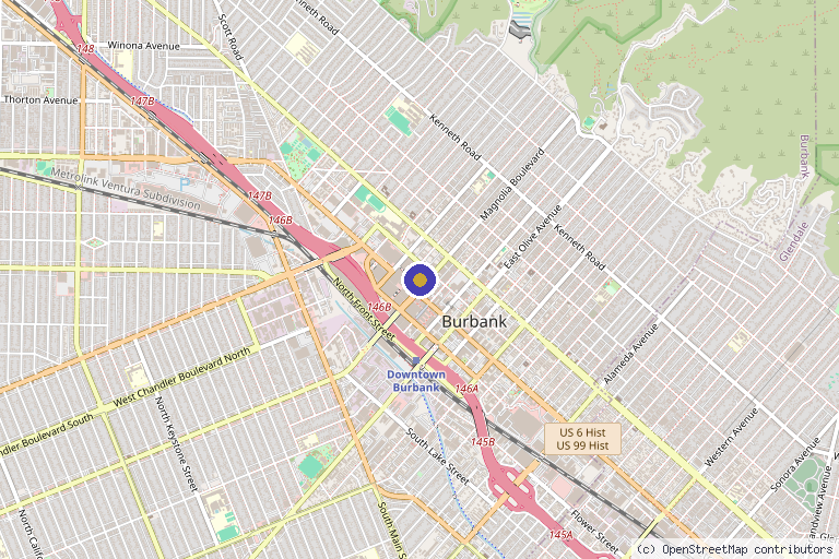 Map showing the location of Sthetika Med Spa in Burbank, CA