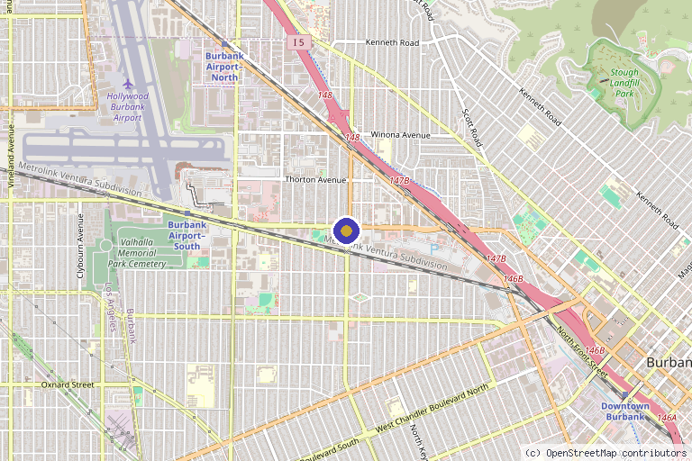Map showing the location of Natural Holistic Center in Burbank, CA