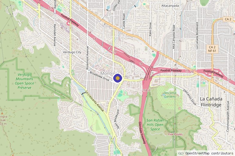 Map showing the location of Advanced Health Solutions in Glendale, CA
