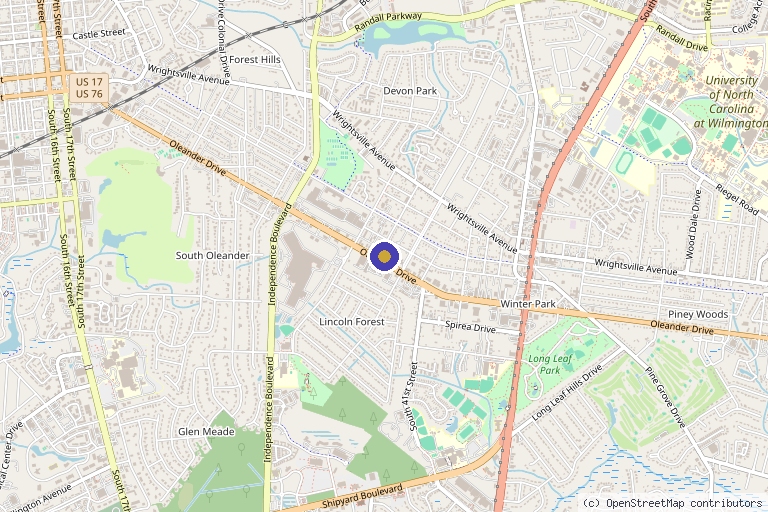 Map showing the location of Reverse Aesthetics Medspa - Wilmington in Wilmington, NC