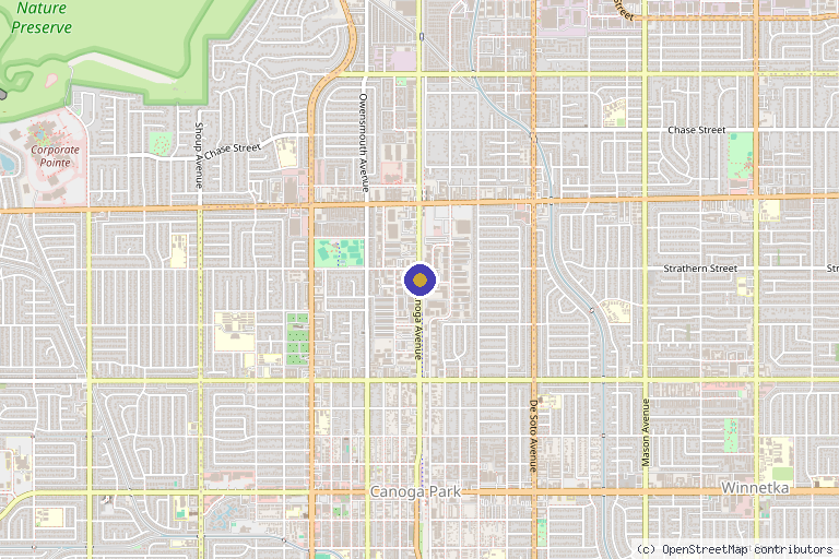 Map showing the location of American Academy of Integrative Cell Therapy in Woodland Hills, CA