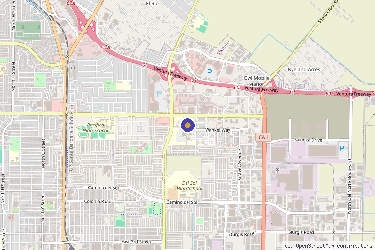 Map showing the location of Dr. Hanna / La Nouvelle Medical Spa & Cosmetic Surgery in Oxnard, CA