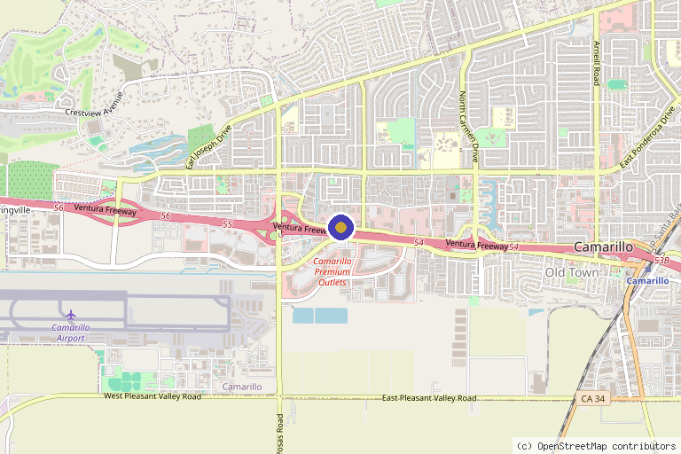 Map showing the location of Joseph Cabaret, MD – Genesis Pain Specialists in Oxnard, CA
