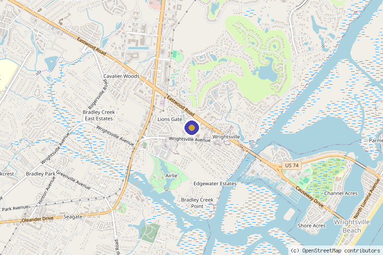 Map showing the location of United Medical and Aesthetics in Wilmington, NC
