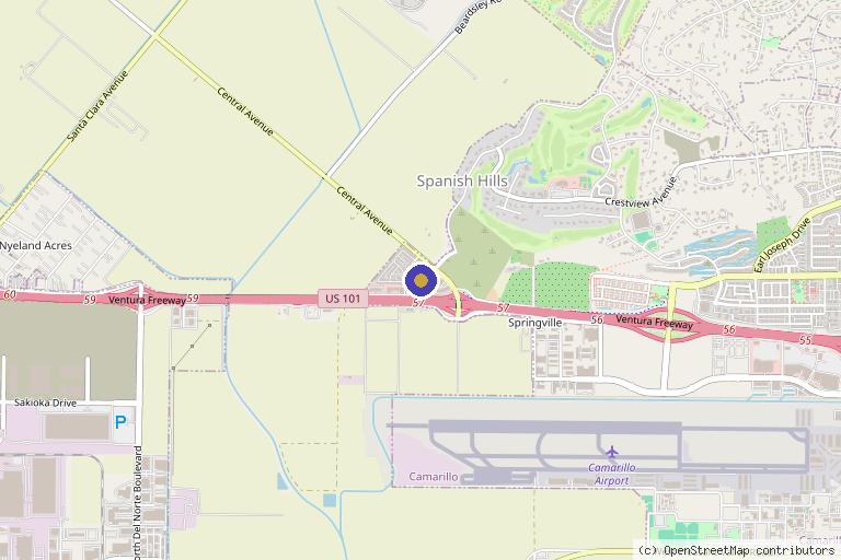 Map showing the location of Coastal Wellness Clinic Med Spa in Camarillo, CA