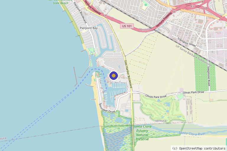 Map showing the location of The Natural Aesthetic & Wellness in Ventura, CA