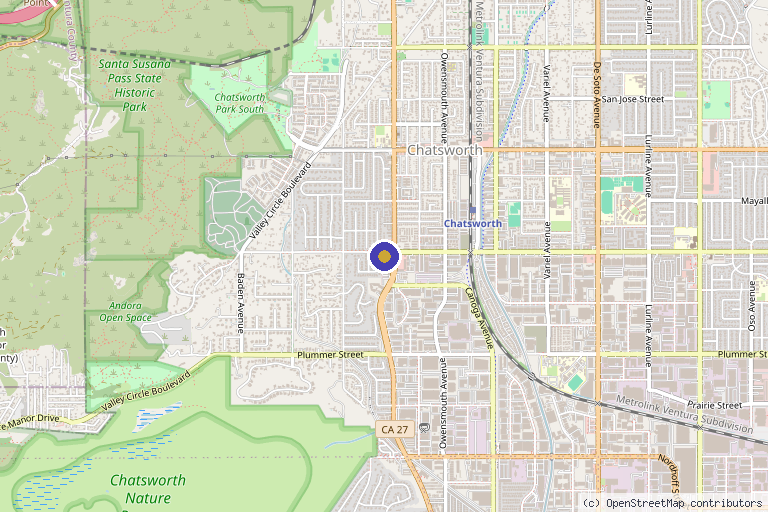 Map showing the location of Be Well LA in Chatsworth, CA