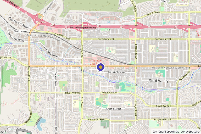 Map showing the location of Laser Creations in Simi Valley, CA