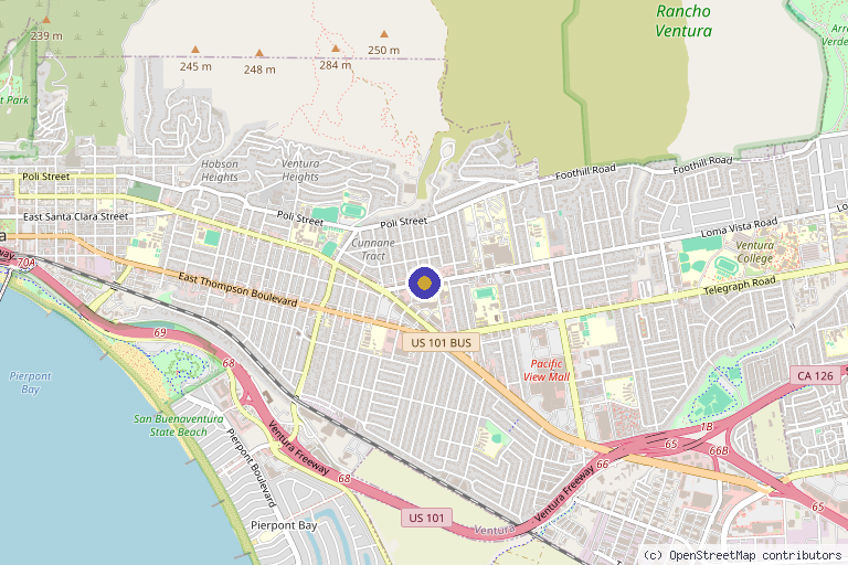 Map showing the location of Pacific Wellness Clinic in Ventura, CA