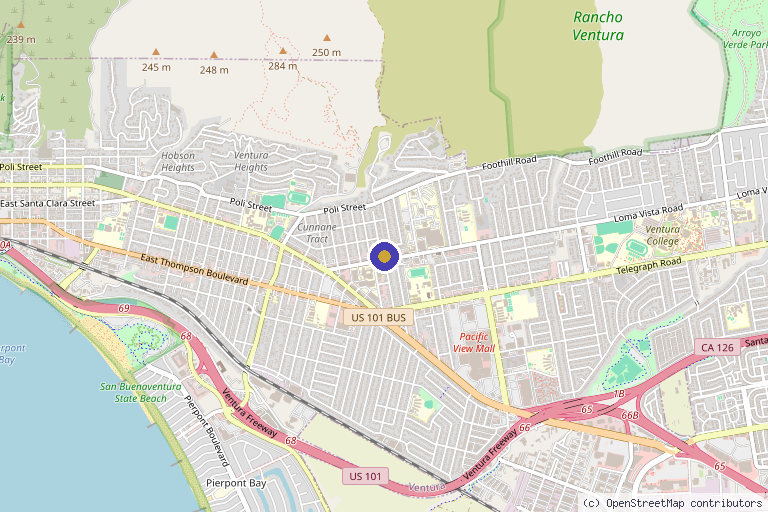 Map showing the location of IWH MedSpa in Ventura, CA