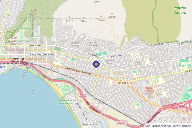 Map showing the location of Bloom Med Spa 805 in Ventura, CA