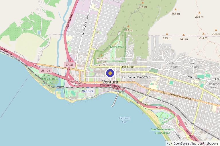 Map showing the location of Verve Health in Ventura, CA