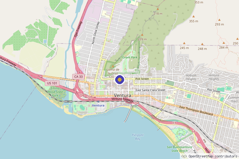 Map showing the location of Sunlit Aesthetics in Ventura, CA