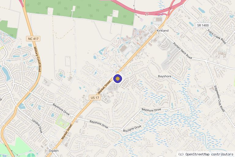 Map showing the location of Beach Medical Aesthetics in Wilmington, NC