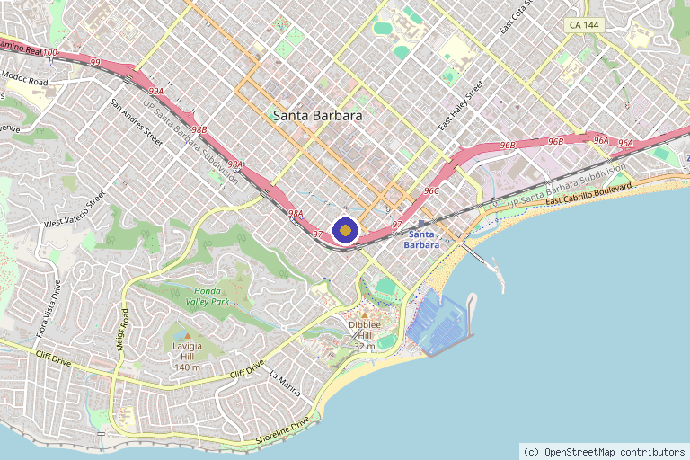 Map showing the location of Bright IV Hydration Therapy in Santa Barbara, CA