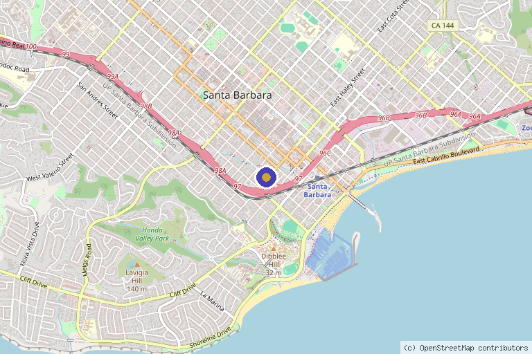 Map showing the location of Christopher E Birch, M.D. in Santa Barbara, CA