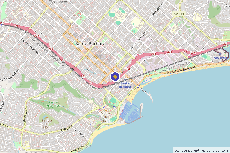 Map showing the location of Essence Med Spa Santa Barbara | Massage , Botox , Fillers & Facials in Santa Barbara, CA