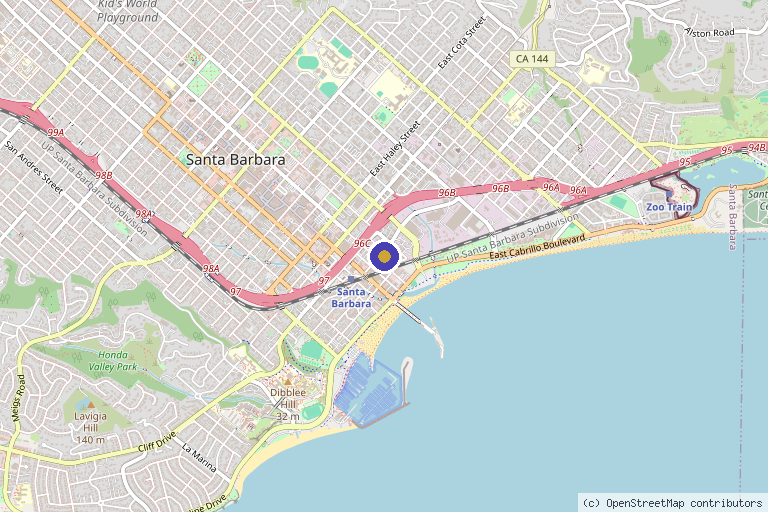 Map showing the location of Renew Room in Santa Barbara, CA