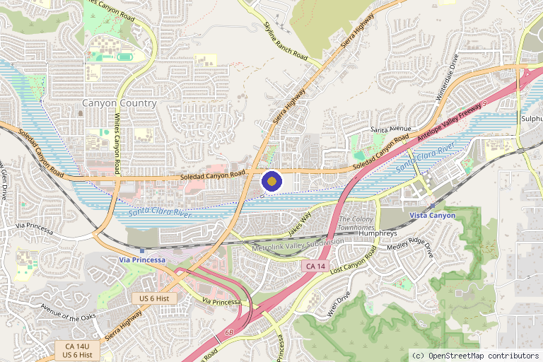 Map showing the location of Marcel Aesthetics in Canyon Country, CA