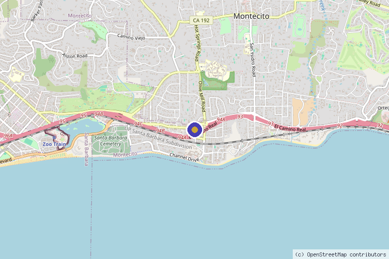 Map showing the location of Montecito Med Spa in Santa Barbara, CA