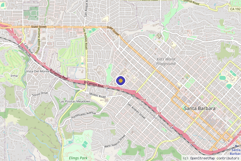 Map showing the location of Vein & Wound Institute- Center for Vein Wellness in Santa Barbara, CA