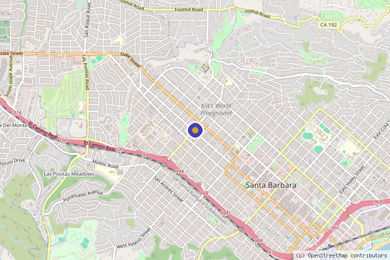 Map showing the location of The G Spa Medical Spa & Laser Center in Santa Barbara, CA