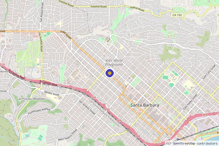 Map showing the location of Santa Barbara Center for Oral and Maxillofacial Surgery in Santa Barbara, CA