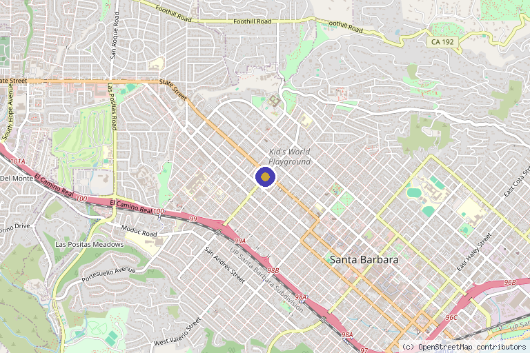 Map showing the location of PointHealth Clinic – IV Therapy, Ketamine Therapy & Regenerative Treatment in Santa Barbara, CA