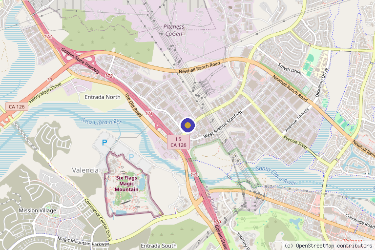 Map showing the location of Revive Sports Medicine in Valencia, CA