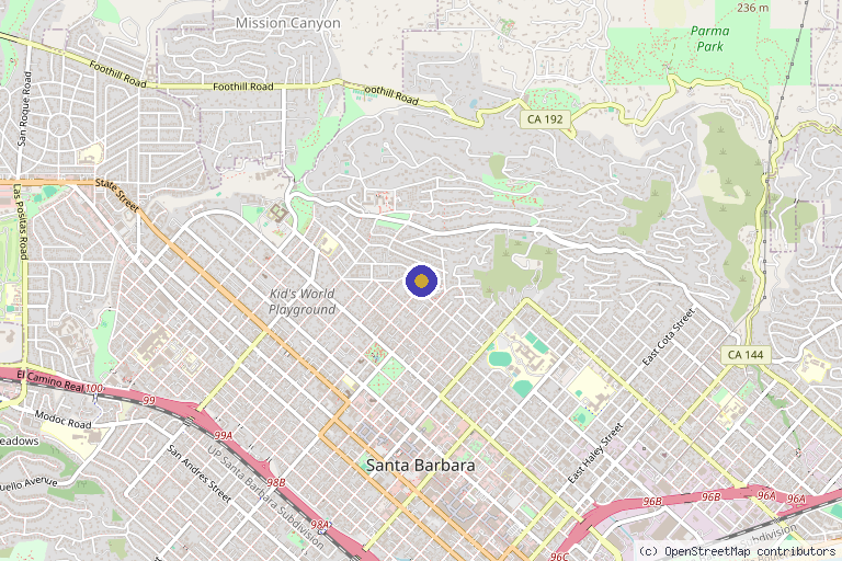Map showing the location of Naya Wellness in Santa Barbara, CA