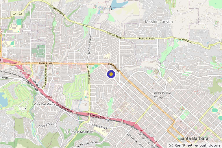 Map showing the location of Jervis Yau, MD- Sports Orthopedic Surgeon in Santa Barbara, CA