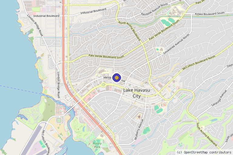 Map showing the location of Havasu Aesthetics in Lake Havasu City, AZ