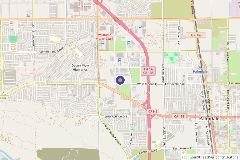 Map showing the location of Palmdale Dermatology in Palmdale, CA