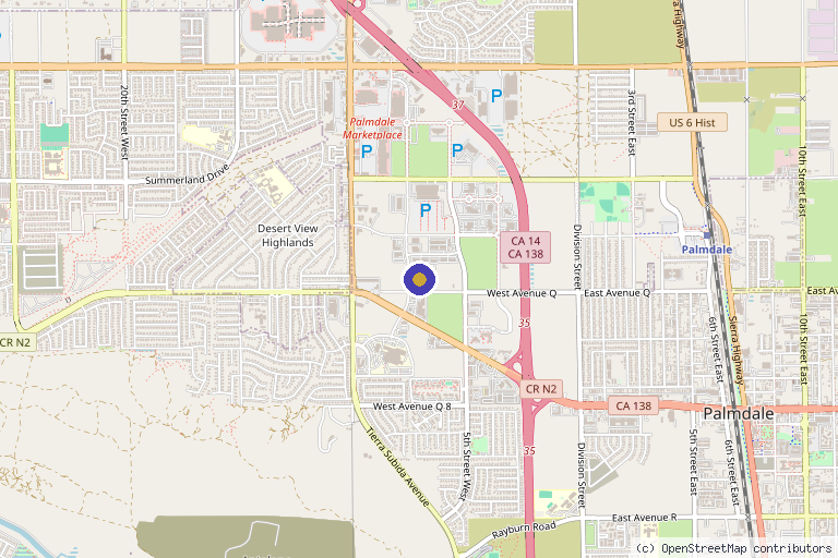 Map showing the location of Valley Orthopedic Institute in Palmdale, CA