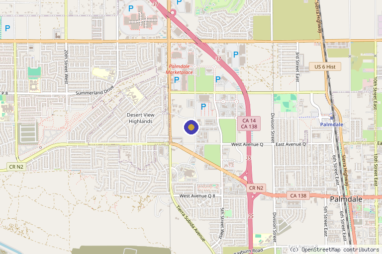 Map showing the location of California Wellness Institute in Palmdale, CA