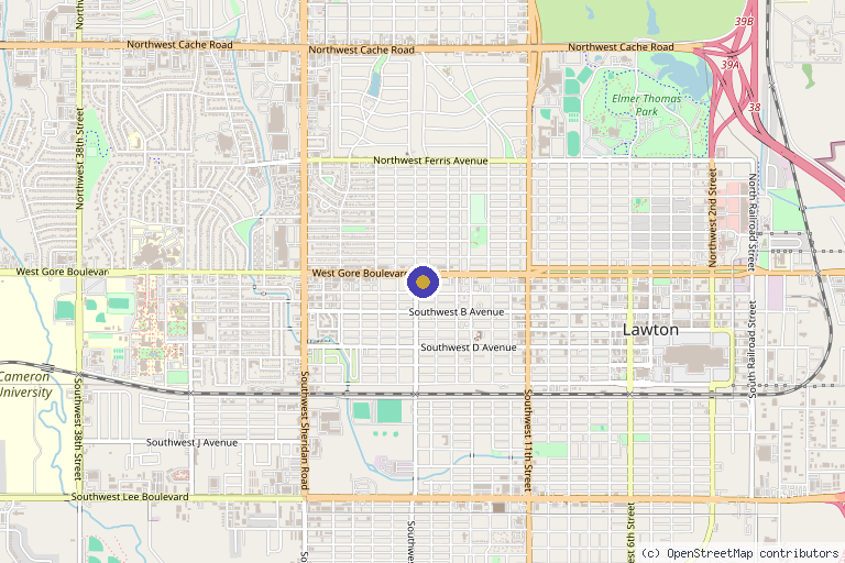 Map showing the location of Harmony MediSpa in Lawton, OK