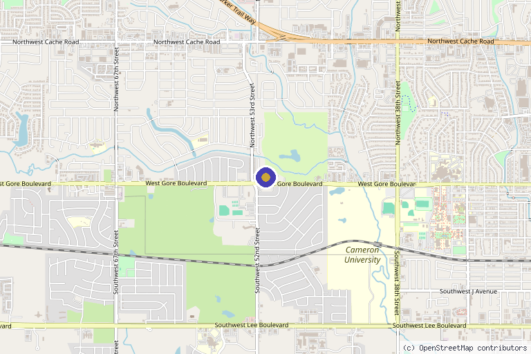 Map showing the location of Spine & Pain Care of Oklahoma in Lawton, OK