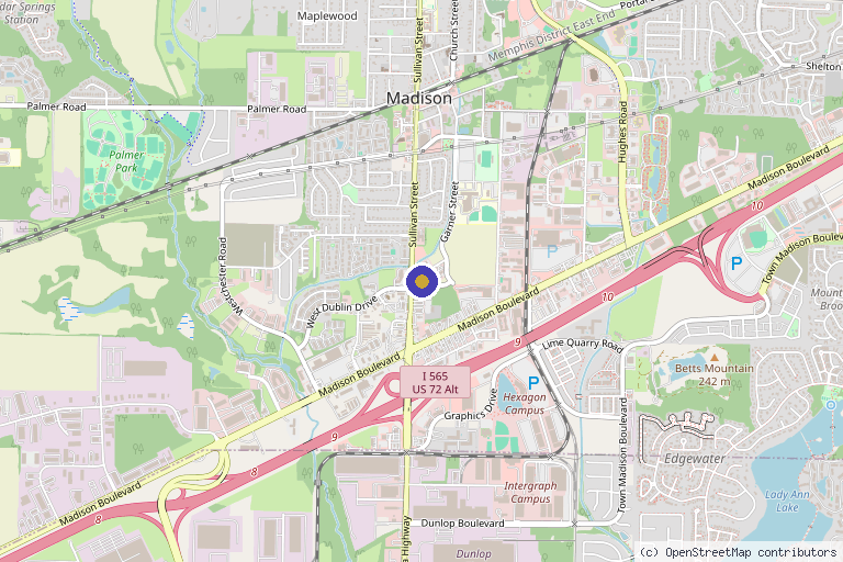 Map showing the location of Madison Medical Associates in Madison, AL