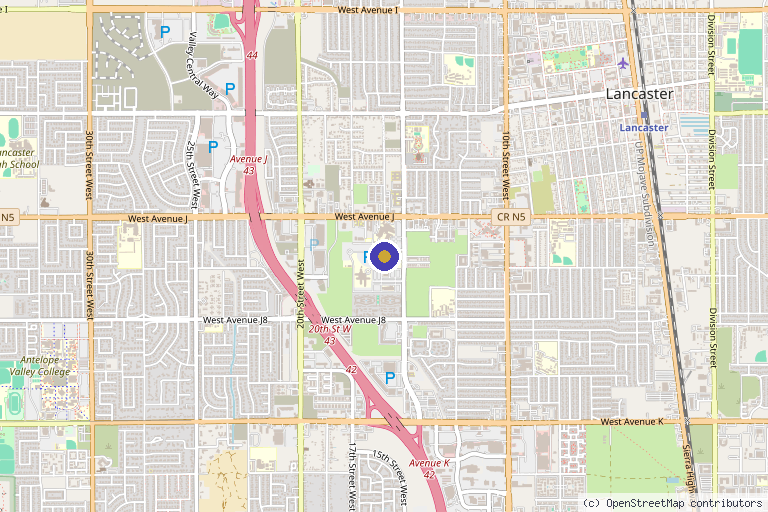 Map showing the location of SummitMD Dermatology Lancaster California in Lancaster, CA