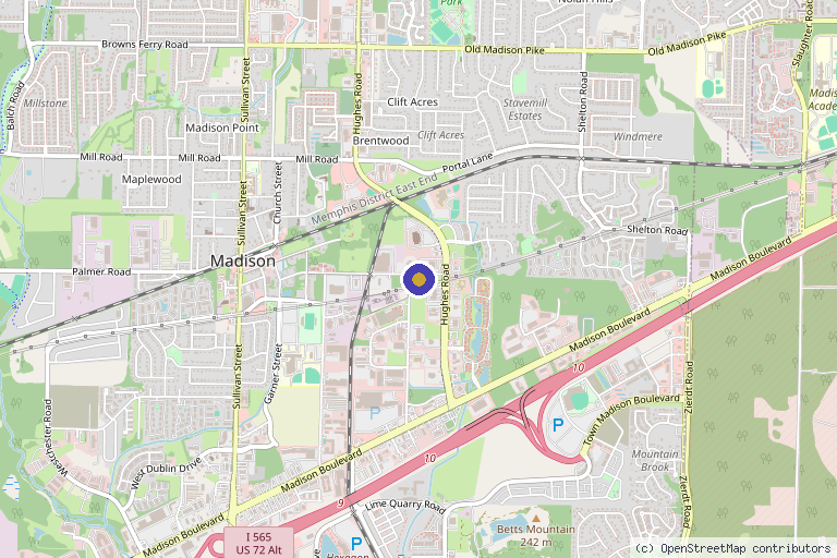 Map showing the location of Oasis MedSpa in Madison, AL