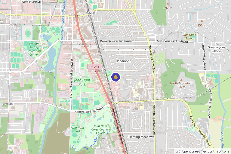 Map showing the location of Integrative Healthcare of Huntsville in Huntsville, AL