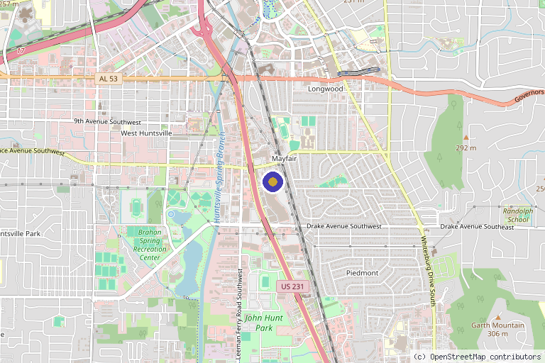 Map showing the location of Vibrant Hydration & Wellness in Huntsville, AL