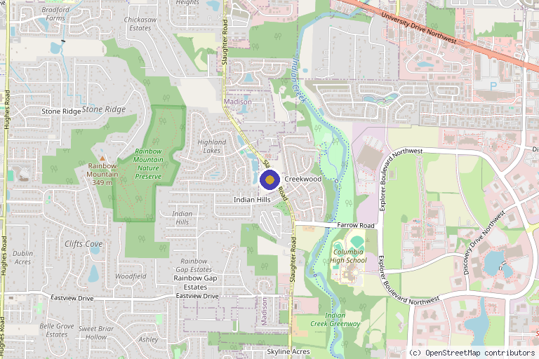 Map showing the location of Madison Integrative Medicine in Madison, AL