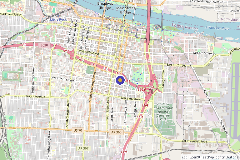 Map showing the location of Cumberland Crest House in Little Rock, AR