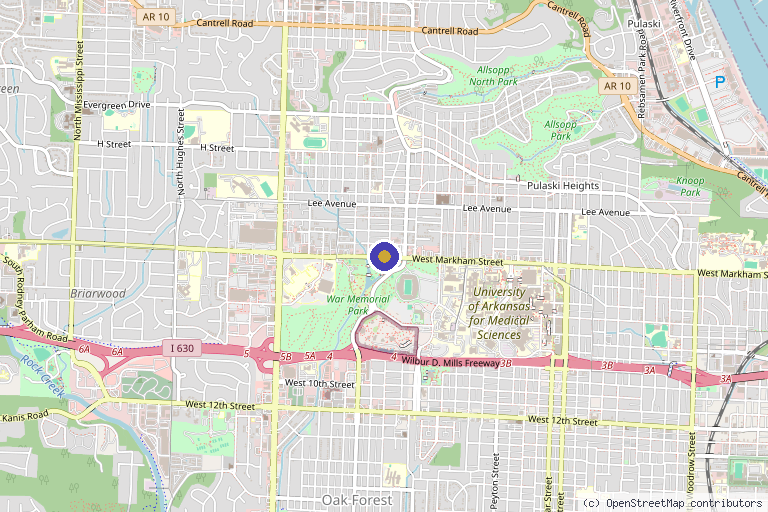 Map showing the location of Kenneth A. Martin, MD in Little Rock, AR