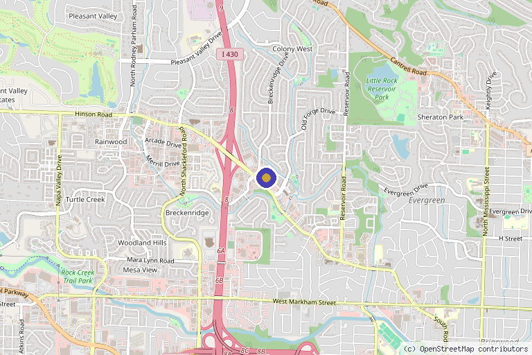 Map showing the location of eK Aesthetics and Wellness in Little Rock, AR