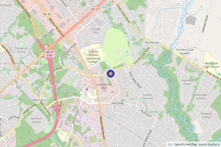 Map showing the location of E'stetica Med Spa By Concierge Aesthetics NC in Jacksonville, NC