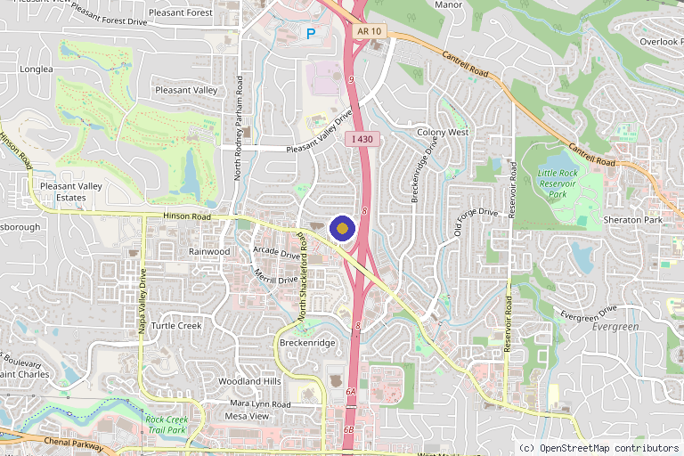 Map showing the location of Pine And River Aesthetics - Little Rock in Little Rock, AR
